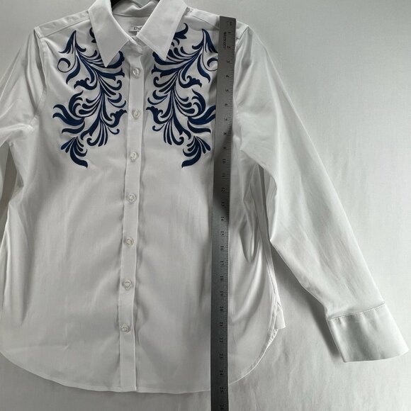 Chicos No Iron Wildflower Embroidered Shirt Womens 0 Long Sleeve Button Up White - Picture 13 of 15